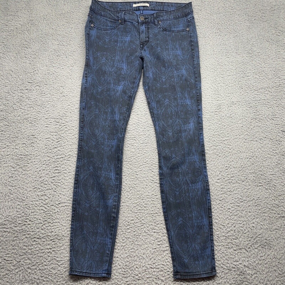 Rich & Skinny Jeans Womens 28 Blue Black Rockstar Skinny Leg Goth Academia Punk